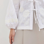 Embroidered women's blouse white on white author's work