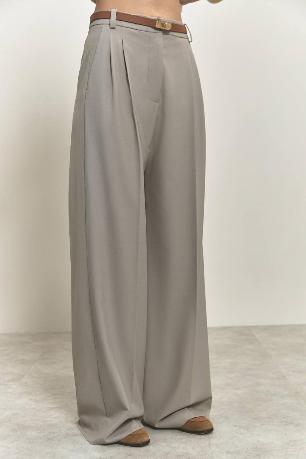 Classic gray-olive palazzo pants