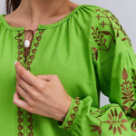 Green embroidered shirt with chocolate embroidery 32986_green