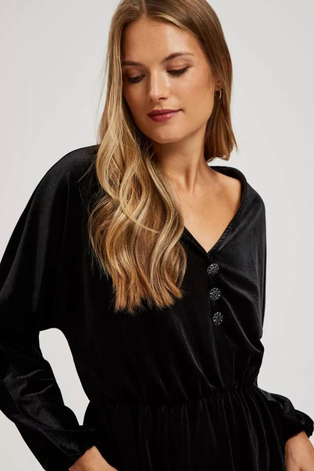 Black velor mini dress