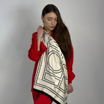 A black vanila silk scarf with print MOODO