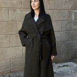 Women's demi-season coat with a detachable collar khaki 21AH115 ALMAE