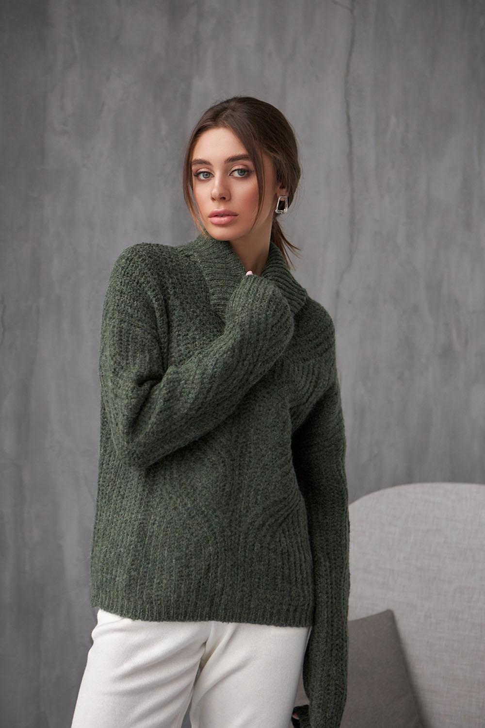 Women's warm sweater in khaki color 2020 BELLISE