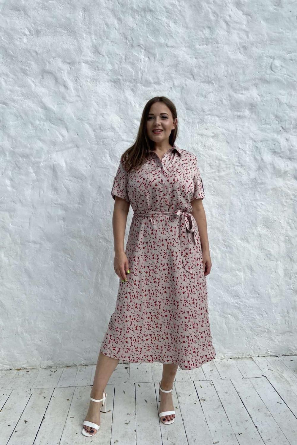 Powder long summer dress with a print