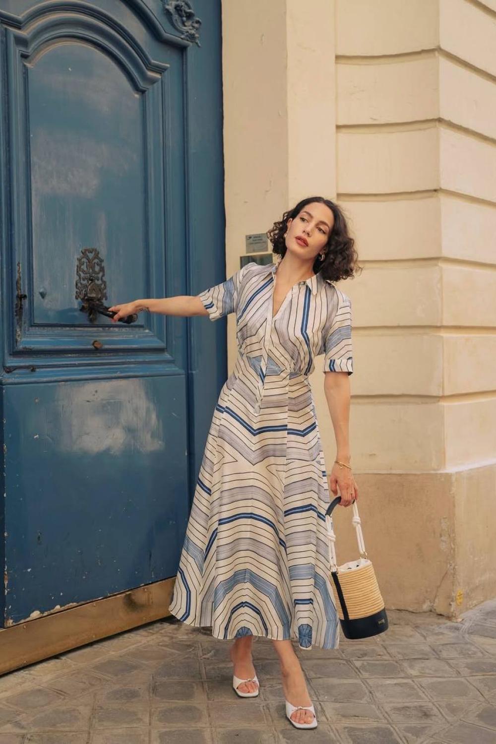 Summer dress with a graphic print  sandro-K-Realiz