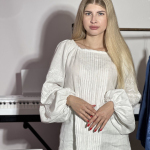 Women's embroidered shirt white on white by the author's work
