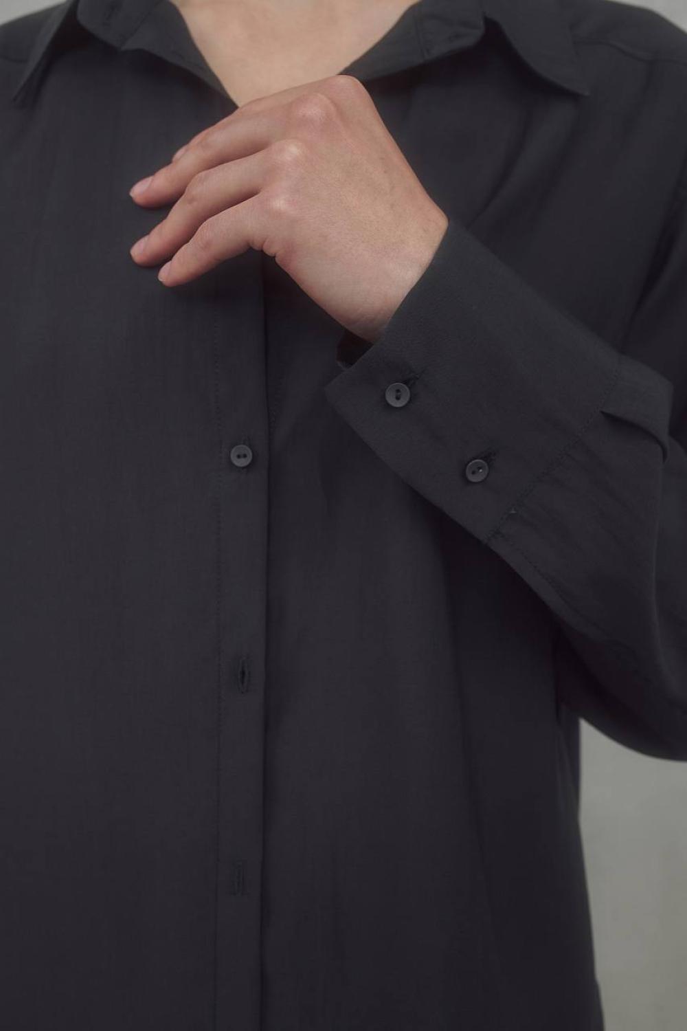 Black semi-transparent classic blouse