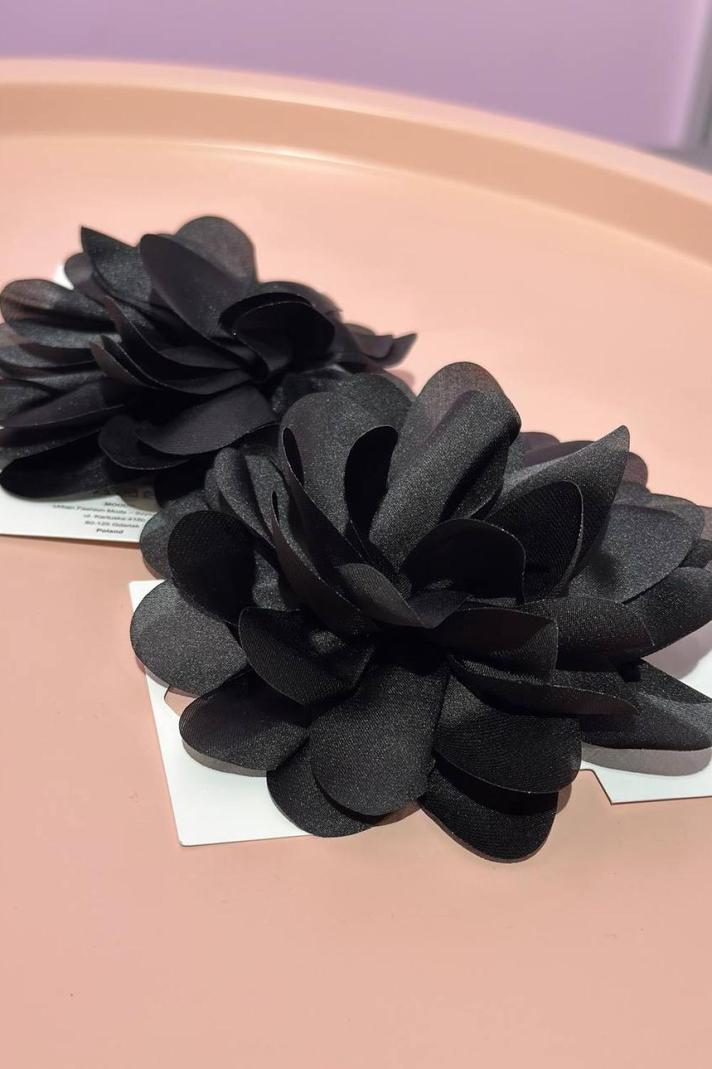 Black flower barrette