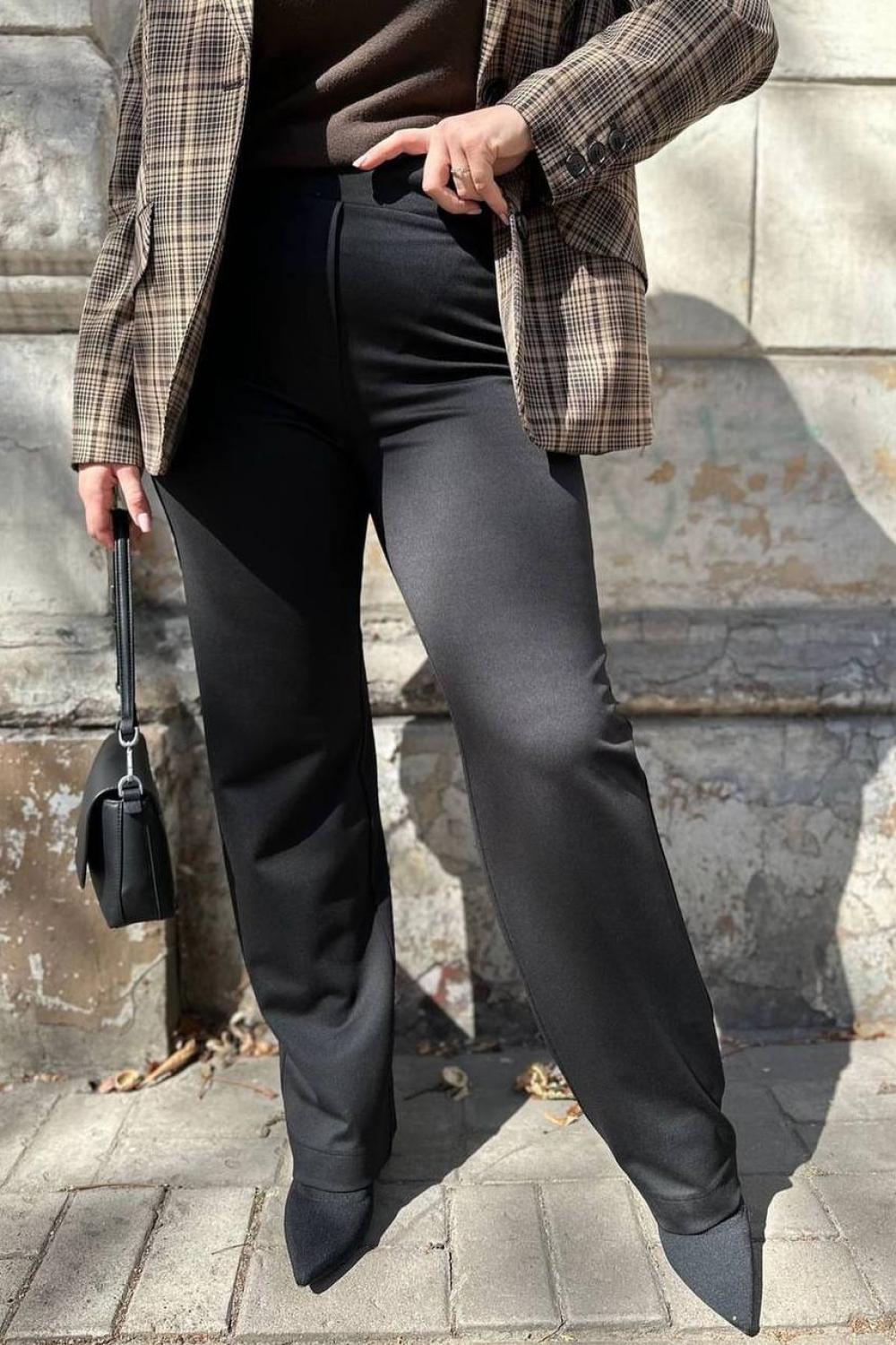 Black insulated straight trousers of large sizes Petro Soroka