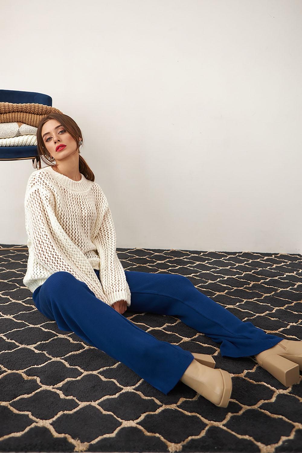 Women's white openwork sweater 2329 BELLISE