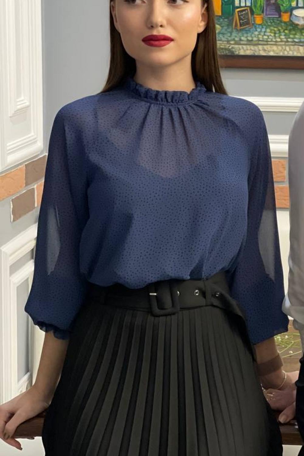 Blue chiffon blouse 20AH607 YUKA PARIS