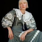 Khrystyna's embroidered dress of the author's work in emerald color