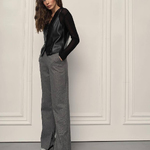 Women's palazzo pants grey with added wool
