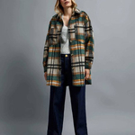 Beige checked shirt jacket