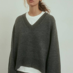 Loose dark gray wool jumper