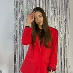 Women's trouser suit classic red. France.