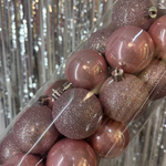 Set of Christmas balls 6cm, 24pcs; color - pink, 12 pcs - mother of pearl, 12 pcs - glitter