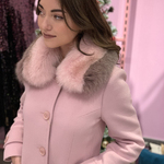 Mirella moda women's winter pink woolen coat with fox fur