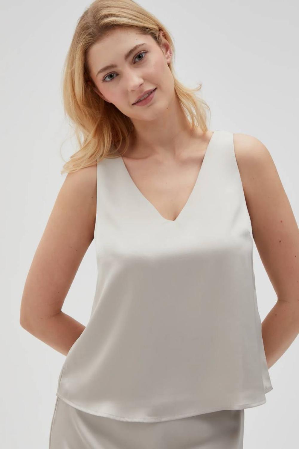 Beige silk top