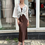 Chocolate dress-combination made of silk.