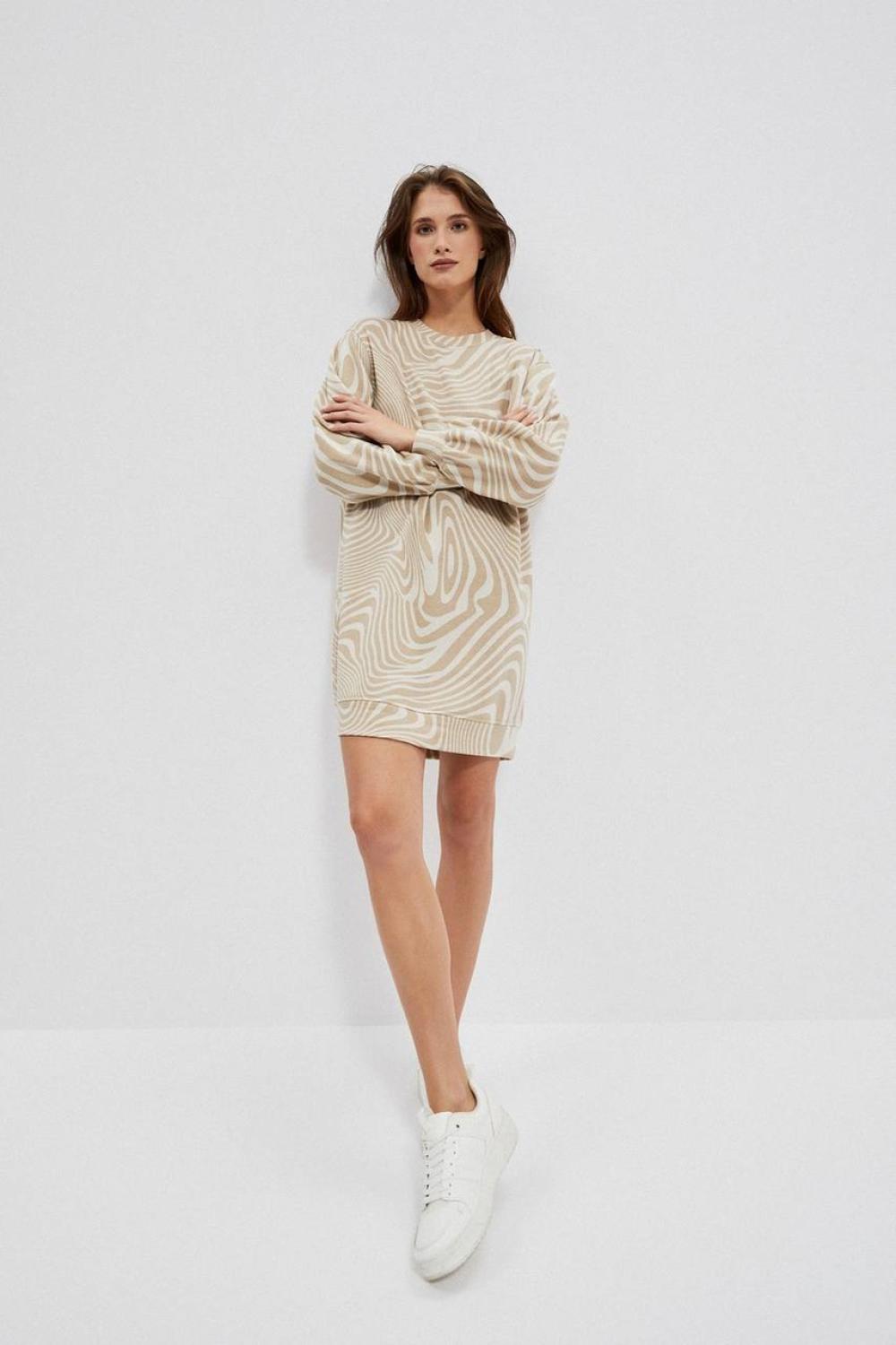 Beige knitted sweatshirt dress