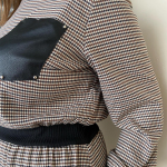 Petro Soroka knitted beige checkered dress