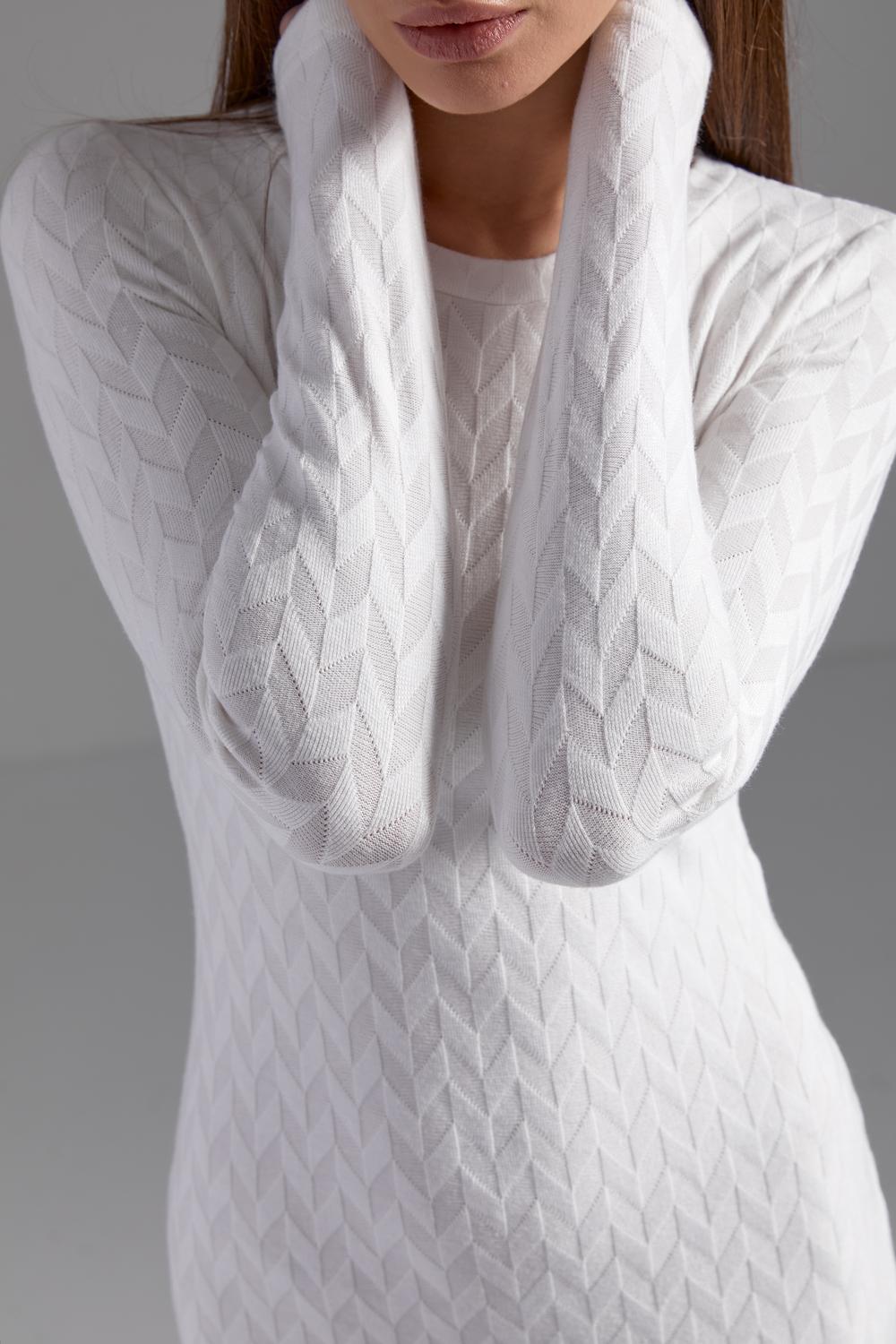 Milk knitted silhouette dress 1418.3 Artmon