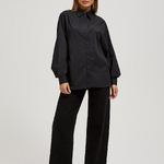 Women's basic black shirt with an elastic band on the back Z-KO-4221 MOODO
