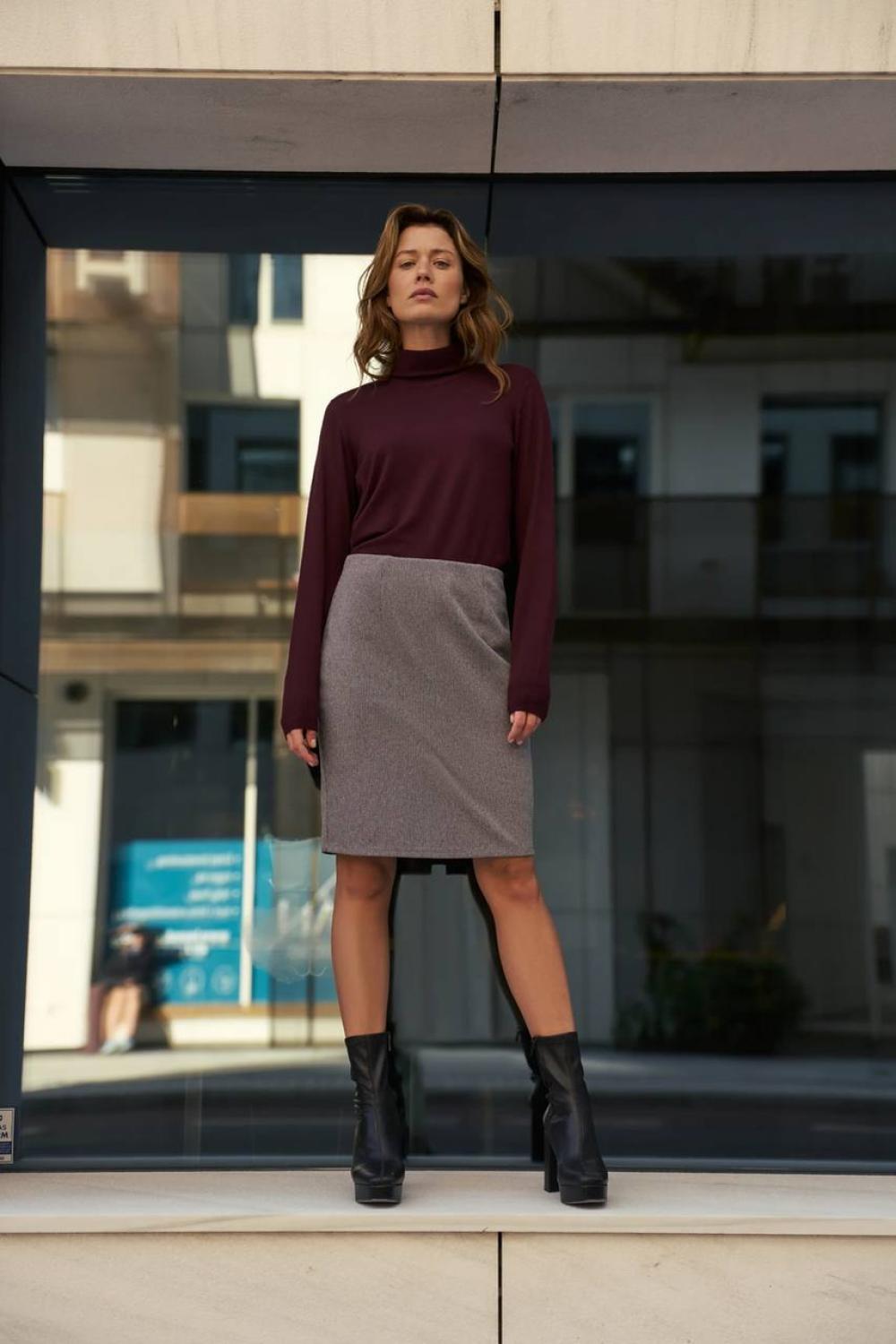 Grey pencil skirt, classic Z-SC-4802-L-realiz