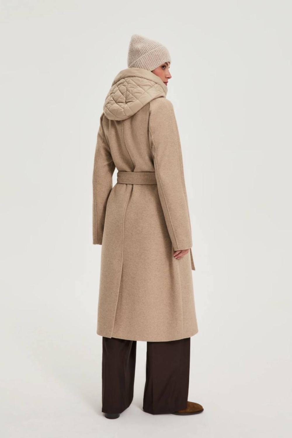 Beige women's coat with hood