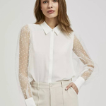 White blouse with transparent sleeves