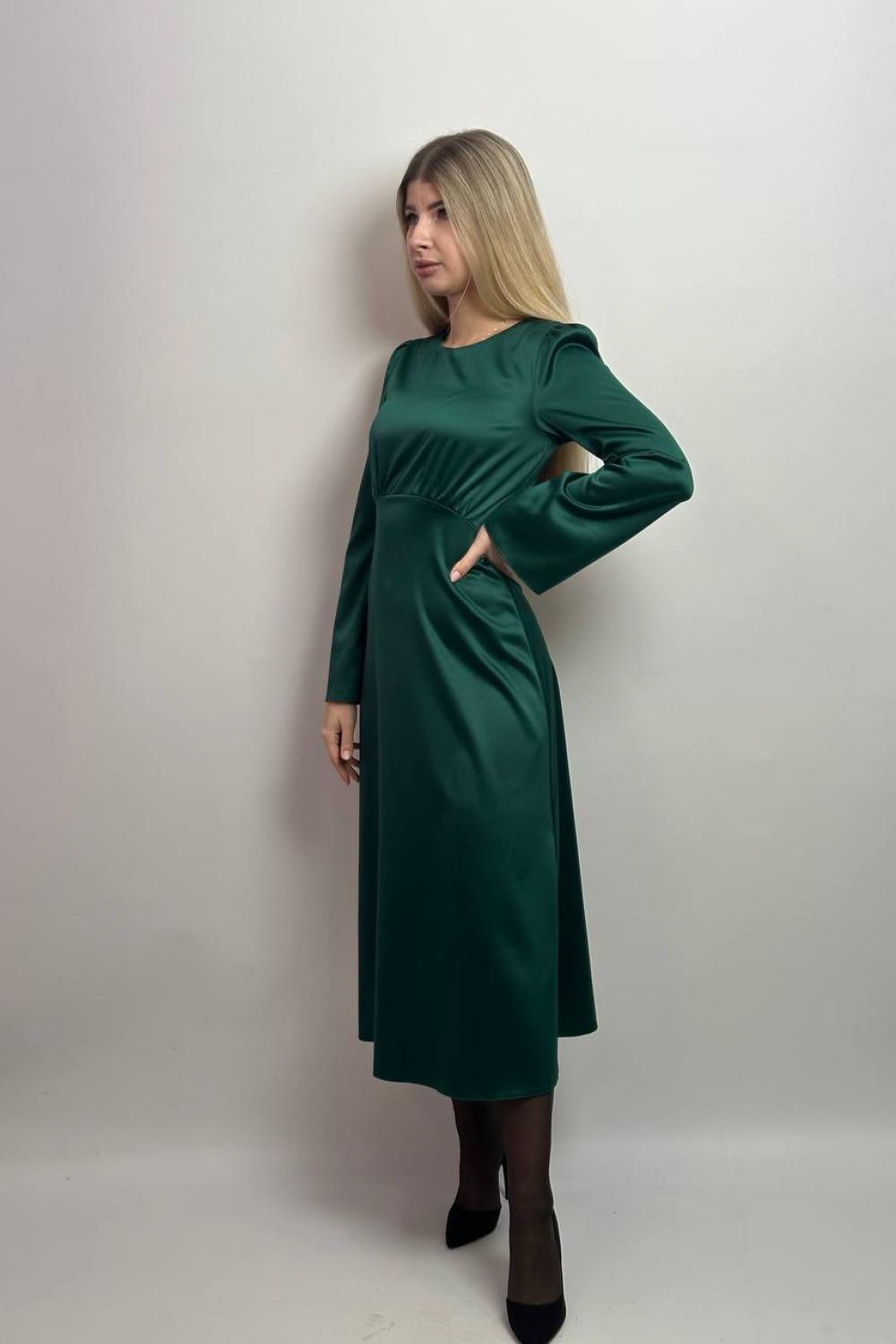 Сукня шовкова зелена міді