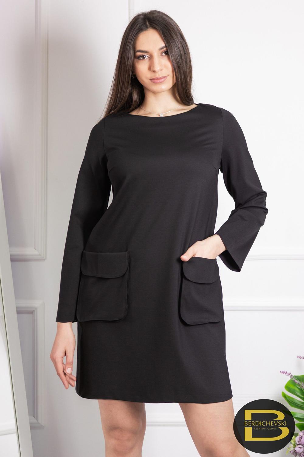 Classic black dress made of suit fabric
