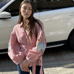 Embroidered jacket women's powder linen EMBROIDERED GEM