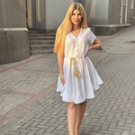 Сукня біла міні з льону