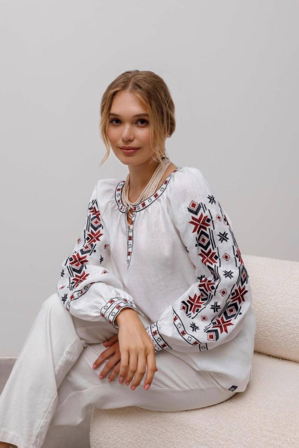 Women's Vyshyvanka Verkhovyna white and pink from Svarga