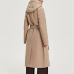 Beige women's coat with hood