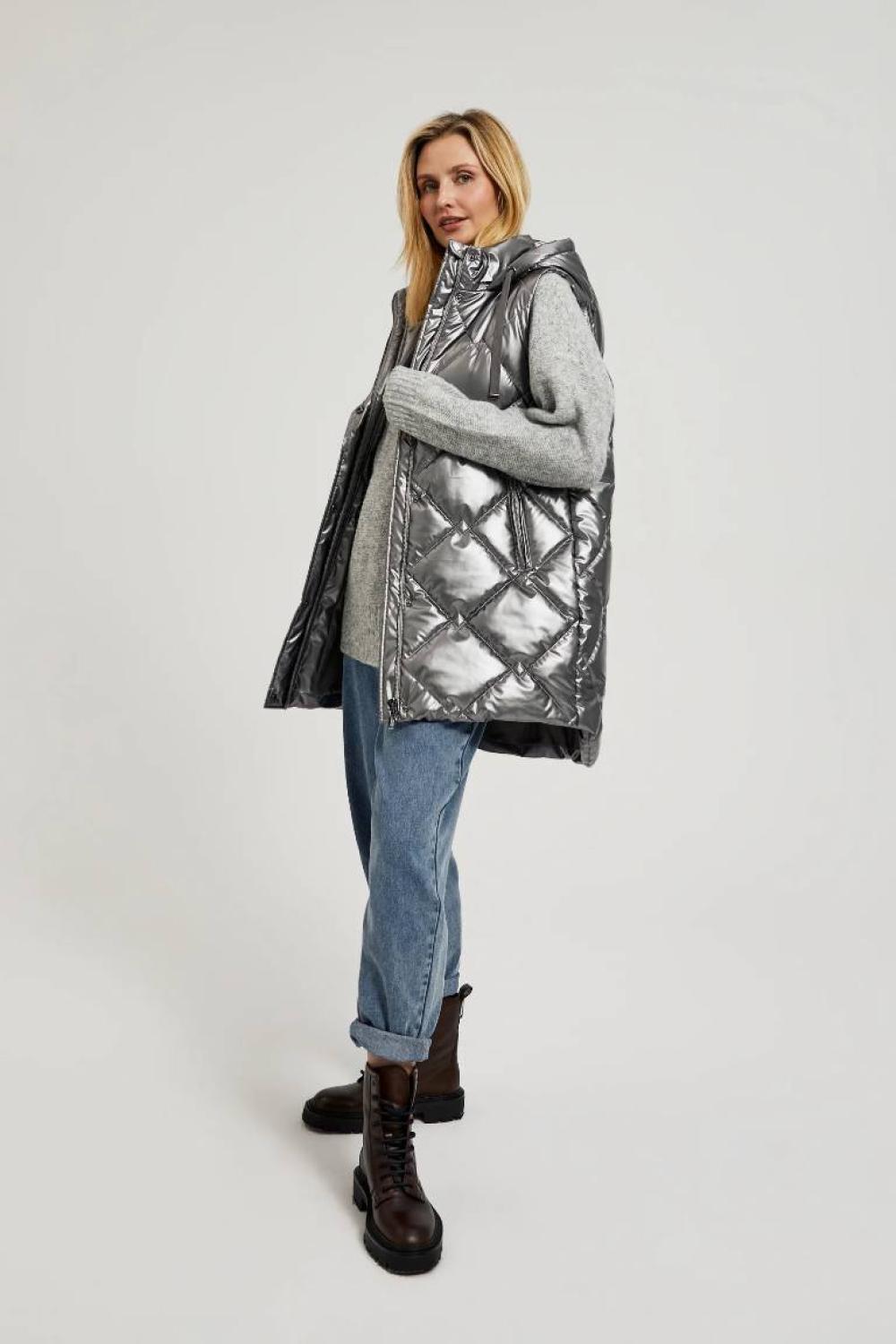 Warm gray vest extended