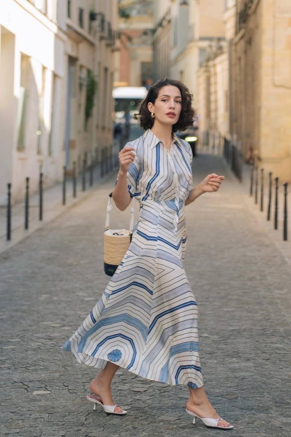 Summer dress with a graphic print  sandro-K-Realiz