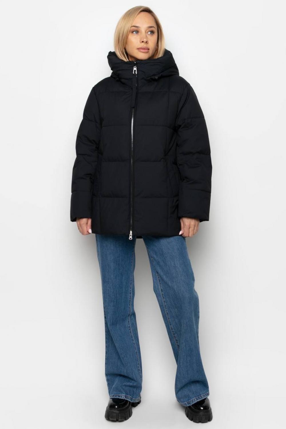 Warm women's winter eco-down jacket black Samange