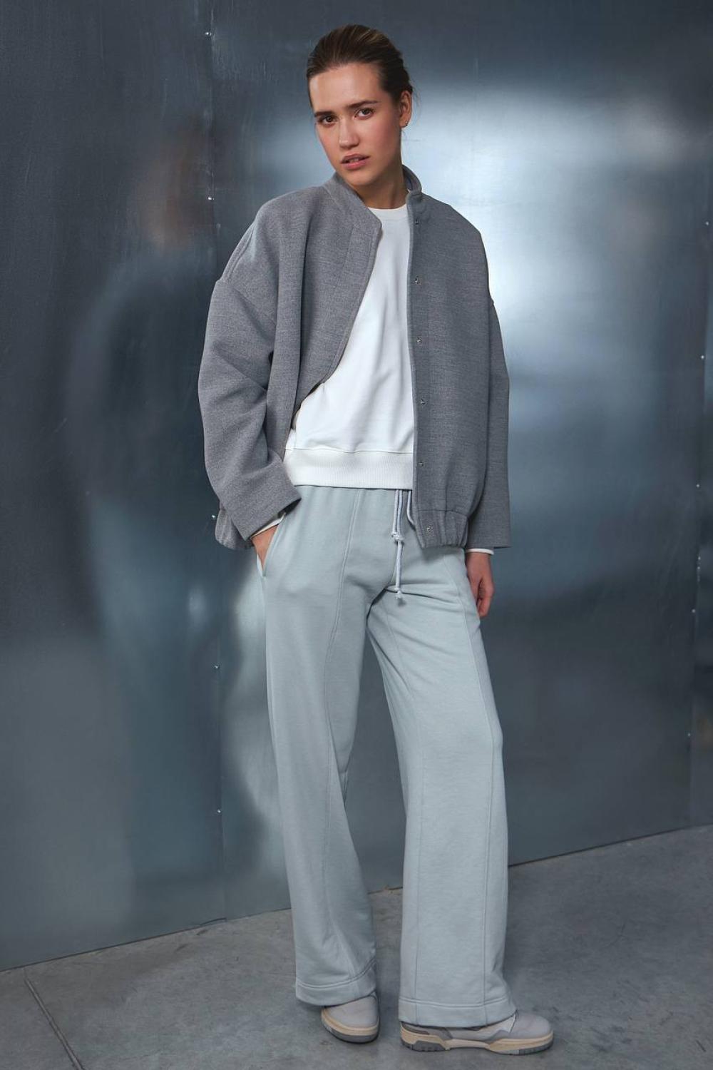 Sports straight pants gray-mint Seton STIMMA