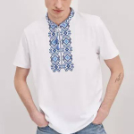 Men's embroidered T-shirt, white and blue