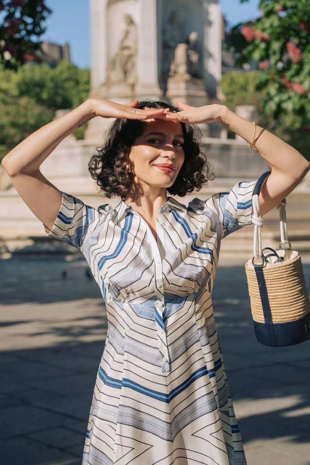 Summer dress with a graphic print  sandro-K-Realiz