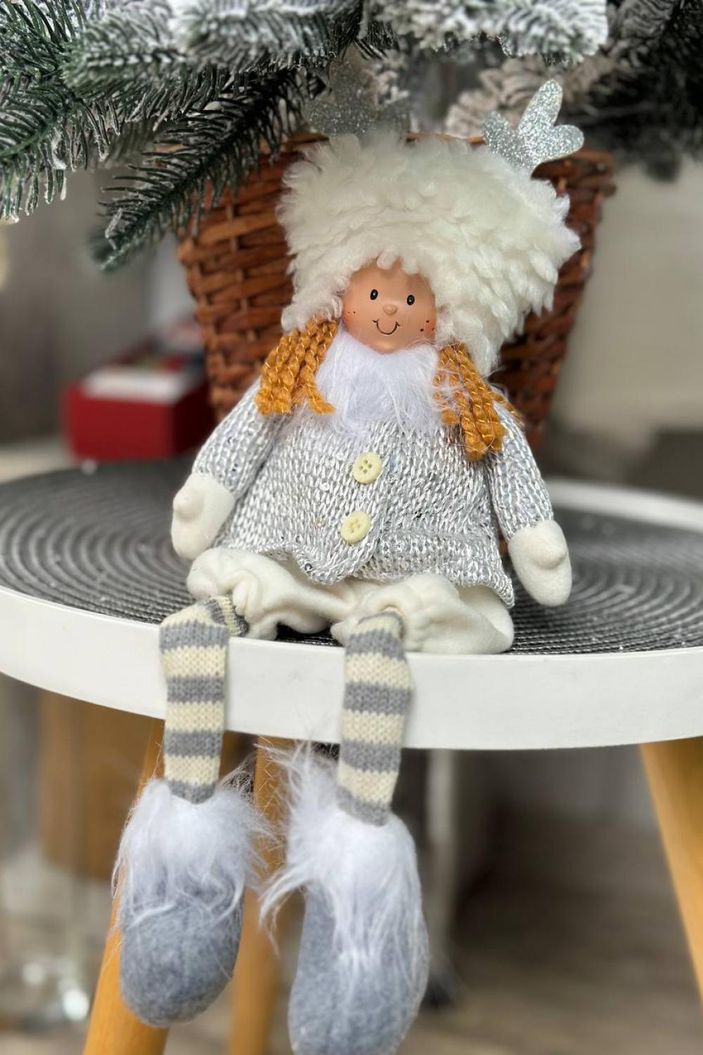 Christmas soft toy / Children in reindeer hats, 38 cm
