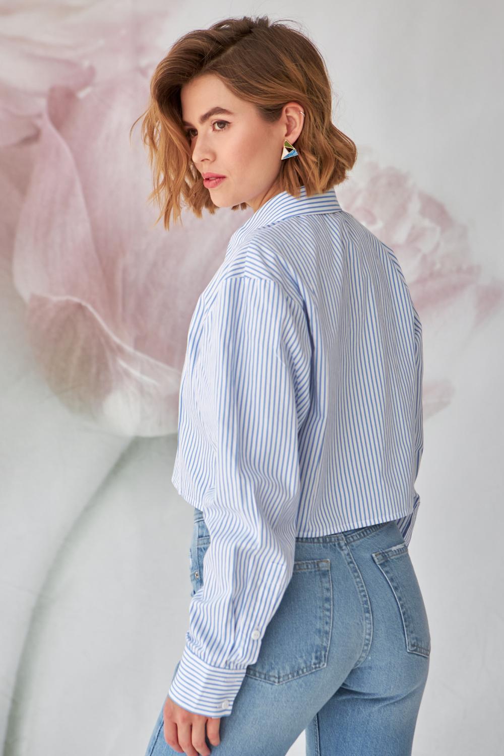 Shirt curtis blue striped cropped STIMMA