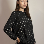 Блуза шифонова чорна в горох L-KO-2805 MOODO