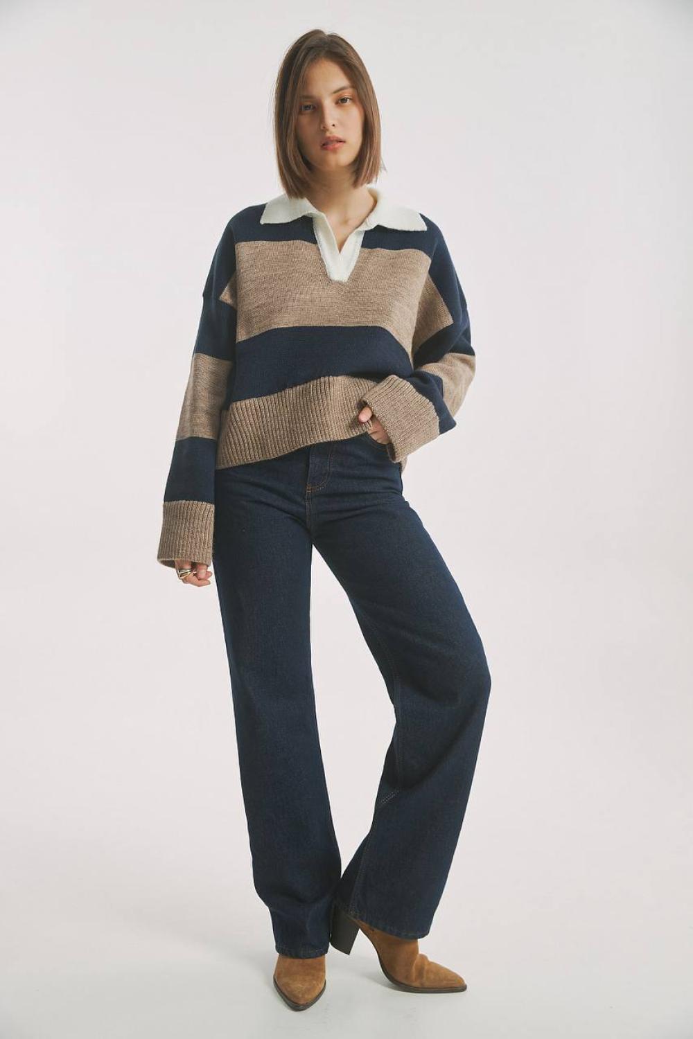 Blue striped wool jumper