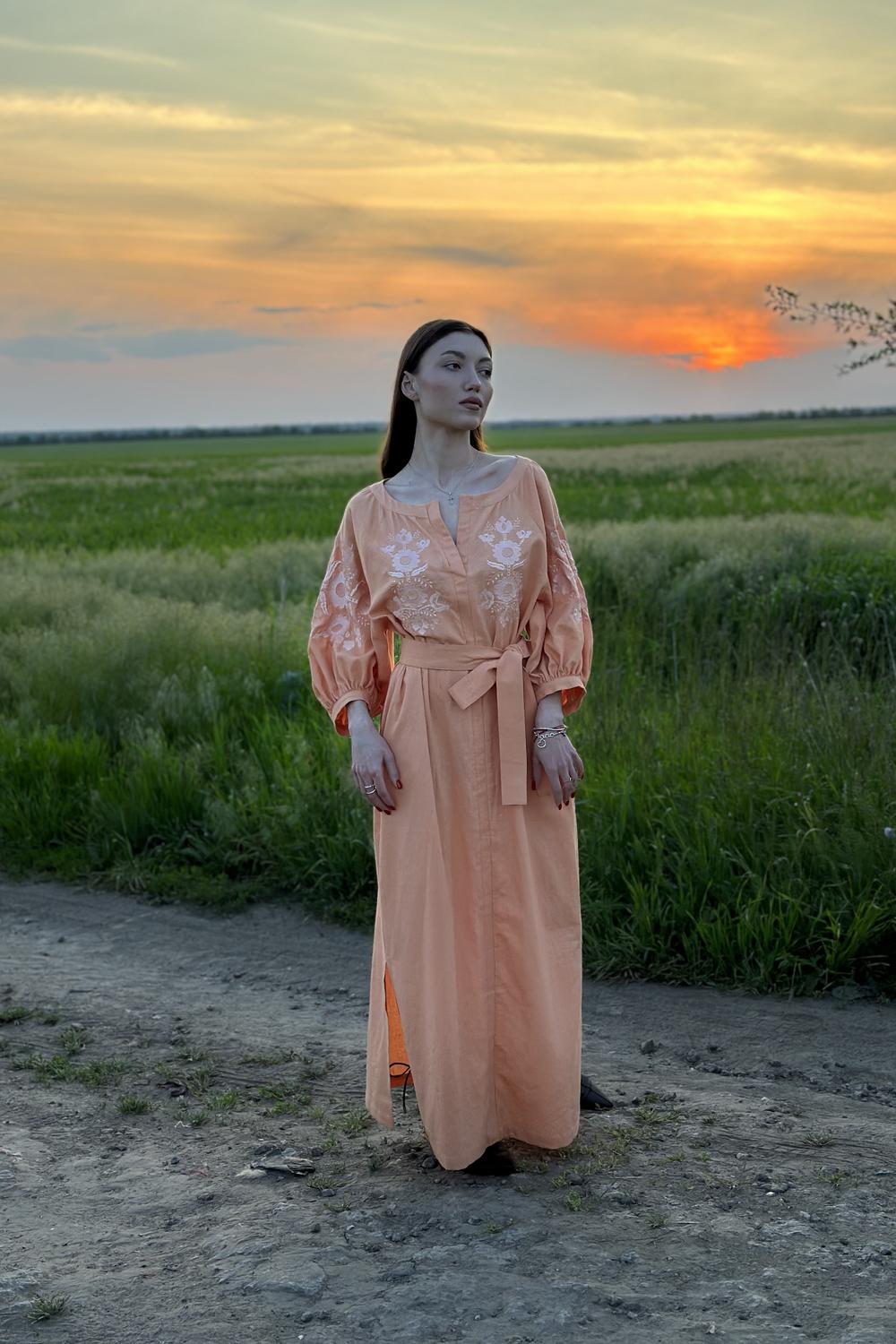 Women's orange MAXA embroidered dress
