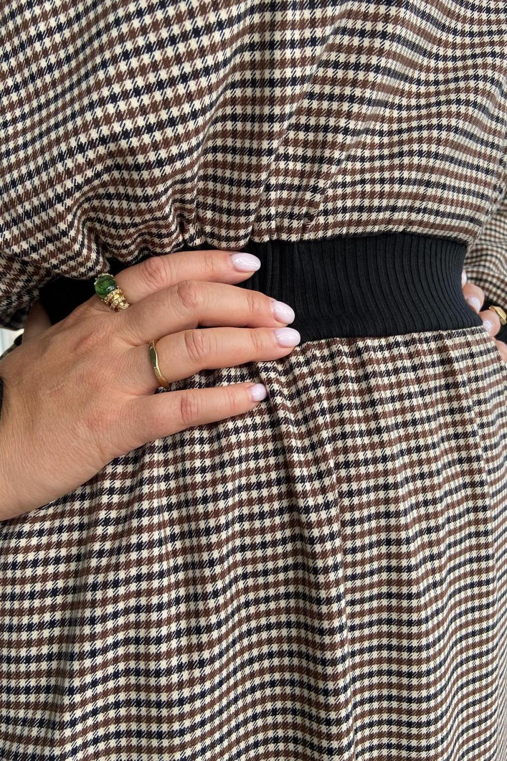 Petro Soroka knitted beige checkered dress