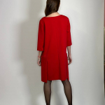Red dress with a flower woman fashion